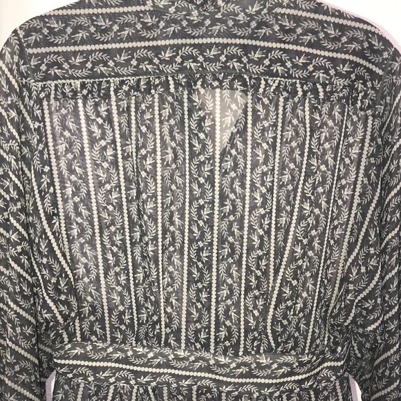 Nanette Lepore Gray Semi Sheer Blouse Size 10 - Picture 7 of 9